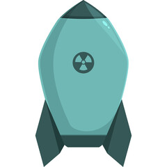 Teal Atomic Bomb Icon with Radiation Symbol on a Transparent Background