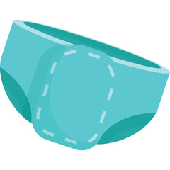 Teal Blue Cloth Diaper With Stitching Detail Isolated On Transparent Background