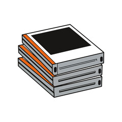 Stacked Instant Photos with Orange and Black Details