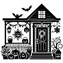 vector illustration of a halloween house