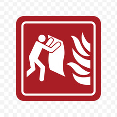 Person Using Fire Blanket Safety Sign Icon Vector