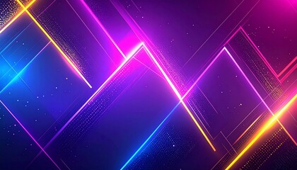 Obraz premium Abstract neon lines glow, vibrant, dynamic, futuristic, geometric, digital art
