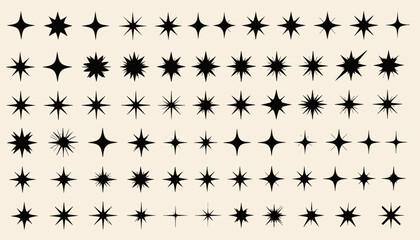 A collection of black starburst icons arranged in a grid against a neutral beige backdrop © Bella