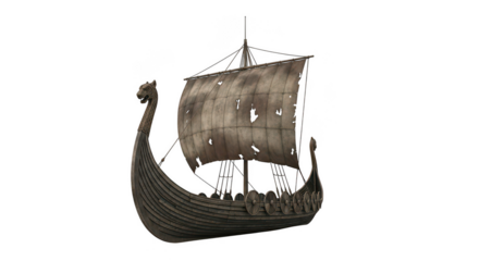Isolated Viking ship on transparent background