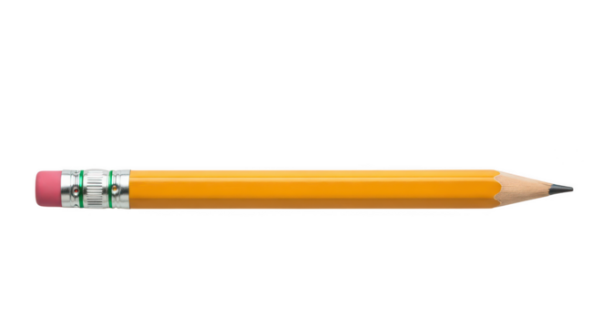 A yellow pencil on transparent background