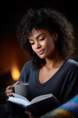Quiet evening moments with a book and a warm drink by the fire