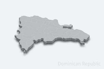Dominican Republic 3d map with borders regions
