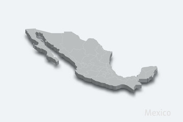 Fototapeta premium Mexico 3d map with borders regions