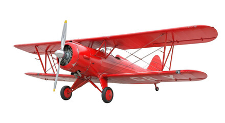A red biplane on transparent background