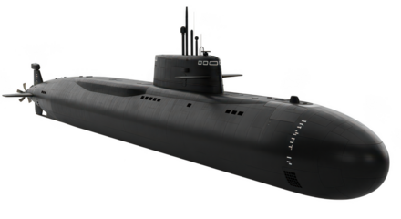 A submarine isolated on transparent background
