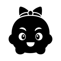 Cute cartoon character with bow, smiling face vector icon