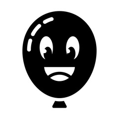 Black Balloon with Smiling Face Vector Graphic Illustration