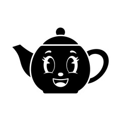 Black and White Cartoon Teapot Vector Icon