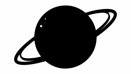 Black saturn like planet with rings and two white spots isolated on a white plain background view © Sidra