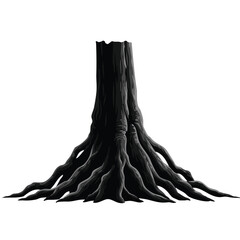 Stylized vector tree stump with exposed roots isolated on a white background illustration