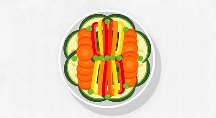 Colorful Veggie Salad with Top View.