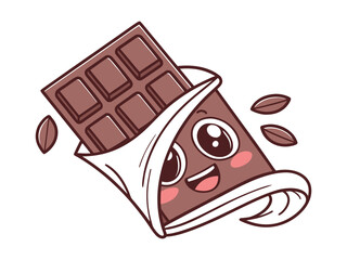 Cartoon Chocolate Bar Sticker with Partially Unwrapped Sweet Design