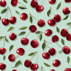 Cute cherry fruits pattern background vector design
