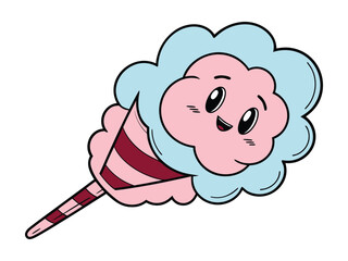 Cute Cartoon Cotton Candy Sticker in Pink and Blue Fluff