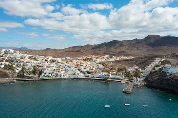 Aerial view of La Playita village on the coast of Fuerteventura, Canary Islands, Spain