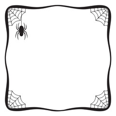 Halloween frame with spider and spiderweb vector border for invitations greeting cards and party decorations