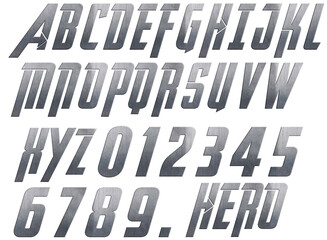 Hero brushed metal 3D alphabet render © SIBPOP