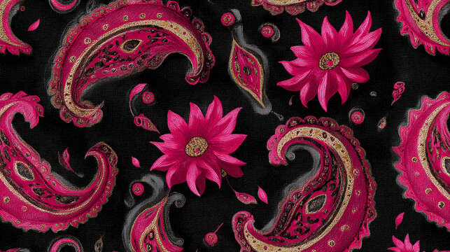 seamless floral pattern and Shimmering Baroque Paisley and Flower Motif