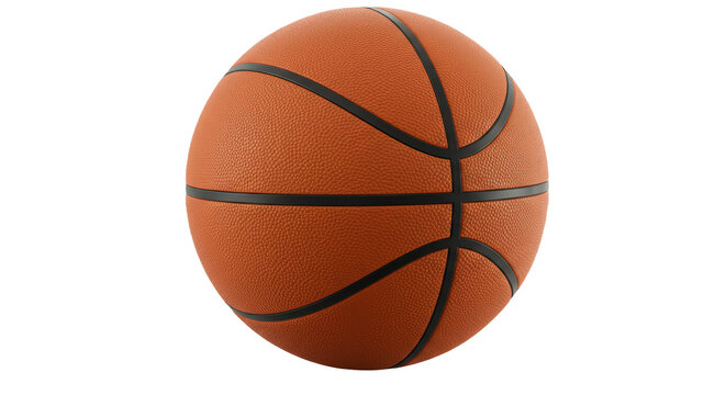 Vibrant Orange Basketball with Textured Surface and Black Seams on a Warm Background