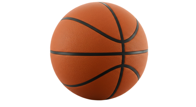 Vibrant Orange Basketball with Textured Surface and Black Seams on a Warm Background