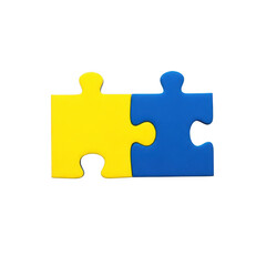 Obraz premium Two puzzle pieces isolated on transparent background