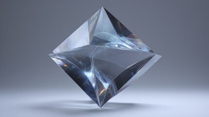 A stunning floating crystal geometry set against a minimalist background, creating an ethereal and serene visual experience.