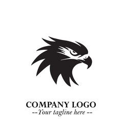 Obraz premium Powerful Head of Eagle Logo Symbol in Black on White Background with Bold and Elegant Design