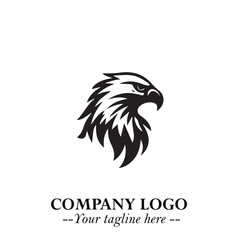 Obraz premium Powerful Head of Eagle Logo Symbol in Black on White Background with Bold and Elegant Design