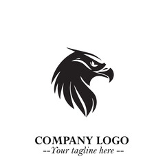 Fototapeta premium Powerful Head of Eagle Logo Symbol in Black on White Background with Bold and Elegant Design