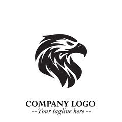 Fototapeta premium Powerful Head of Eagle Logo Symbol in Black on White Background with Bold and Elegant Design