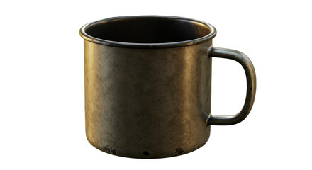 Gritty Enamel Camping Mug with Handle on a Blurred Background