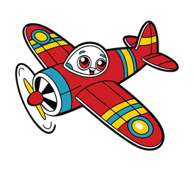Colorful Cartoon Airplane Sticker with Fun Playful Design Artwork