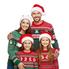 Family in Matching Holiday Sweaters – Joyful, United Celebration of Generational Love and Cheer

