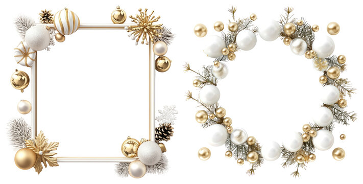 PNG Elegant festive decorative frames, element set on transparent background