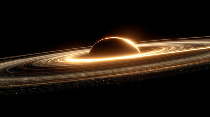 A large light flare with streaks and rays illuminates from behind a planet, creating a dramatic, cosmic scene filled with brilliance, energy, and hyperrealistic lighting effects.
