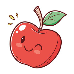 Cute Cartoon Apple Sticker Bright Red Fruit Fun Design