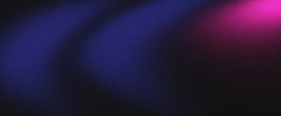 Abstract pink blue black glowing gradient grainy background, dark smooth texture noise design banner poster header
