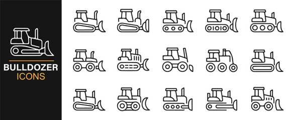 Outline heavy vehicle icons representing construction and roadwork machines.