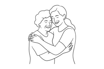 Generational embrace a tender moment between mother and daughter