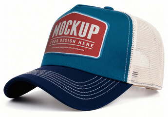 Blank Trucker Hat Mockup on White Background &ndash; Customizable Mesh Cap Template