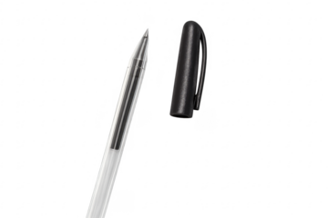 Ballpoint pen with black cap and transparent background