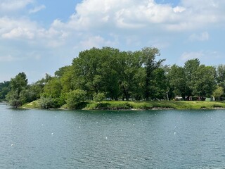 Rowing trail on Lake Jarun or rowing trails on Jarun's Lake, Zagreb - Croatia (Veslačka staza na jezeru jarun ili veslačke staze jarunskog jezera (RŠC Jarun), Zagreb - Hrvatska)
