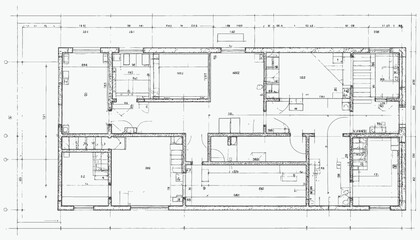 A detailed black and white architectural floor plan with measurements, depicting room layouts