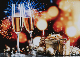 toasting with champagne glasses