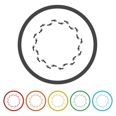 Human footprints circle icon. Set icons in color circle buttons